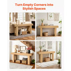 VEVOR Console 63 po, Bureau de ferme derrière le canapé, Bureau d'entrée rectangulaire en bois, Table de canapé longue et étroite, Support d'appoint, Couleur bois