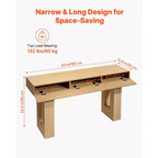 VEVOR Console 63 po, Bureau de ferme derrière le canapé, Bureau d'entrée rectangulaire en bois, Table de canapé longue et étroite, Support d'appoint, Couleur bois