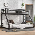 Bellemave Metal Twin XL over Queen Bunk Bed with Dual Side Ladders, Heavy Duty Frame, Noise-Free, No Box Spring Needed, Space-Saving, Black