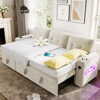Canapé-lit convertible, canapé d'angle en L, canapé-lit escamotable avec rangement, station de charge, canapé modulaire moderne pour salon, appartement