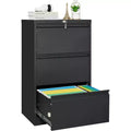 3-drawer side filing cabinet, heavy duty metal filing cabinet with locks for home office, black filing cabinets with business card holder