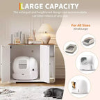 Meuble cache-litière extra large avec griffoir, meuble pour litière automatique de grande taille, cache-litière à l'épreuve des chiens avec prise de courant, espace de rangement pour affaires de chat