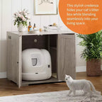 Meuble cache-litière extra large avec griffoir, meuble pour litière automatique de grande taille, cache-litière à l'épreuve des chiens avec prise de courant, espace de rangement pour affaires de chat