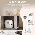 Meuble cache-litière extra large avec griffoir, meuble pour litière automatique de grande taille, cache-litière à l'épreuve des chiens avec prise de courant, espace de rangement pour affaires de chat