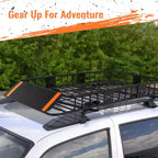 Panier de toit en acier 64x39x6 pouces, capacité 90 kg, porte-bagages sécurisé pour SUV/Camion/Camping-car, Noir pour le camping/les voyages