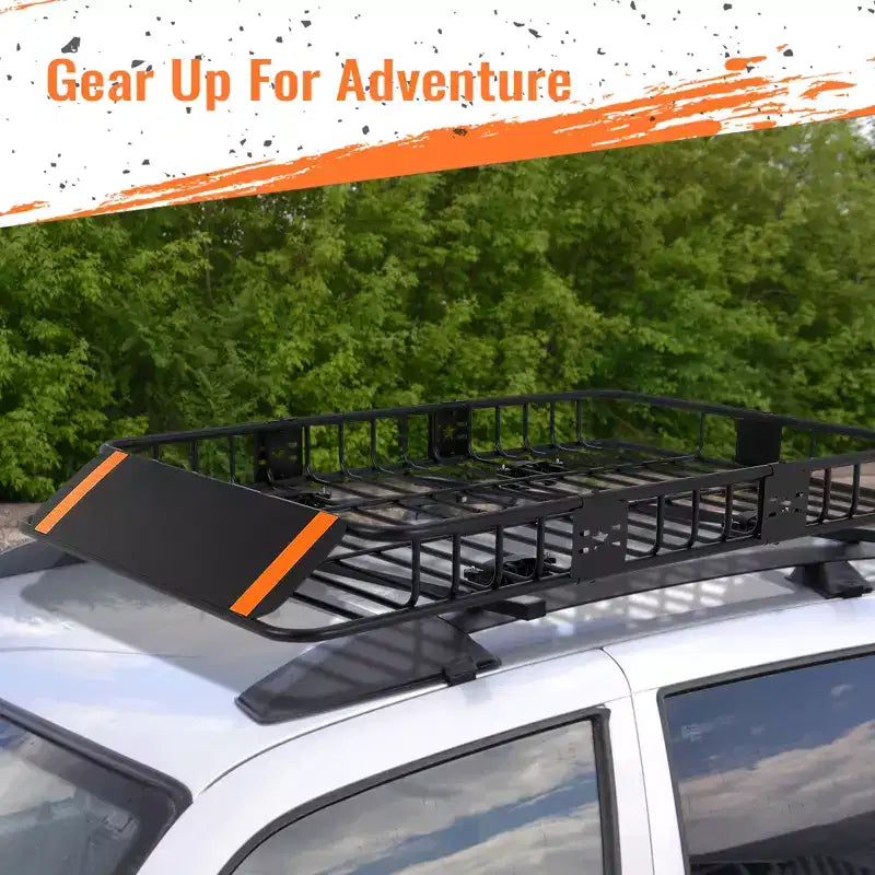 Panier de toit en acier 64x39x6 pouces, capacité 90 kg, porte-bagages sécurisé pour SUV/Camion/Camping-car, Noir pour le camping/les voyages