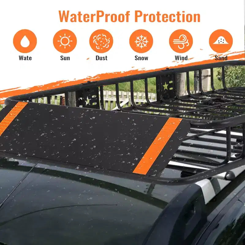 Panier de toit en acier 64x39x6 pouces, capacité 90 kg, porte-bagages sécurisé pour SUV/Camion/Camping-car, Noir pour le camping/les voyages