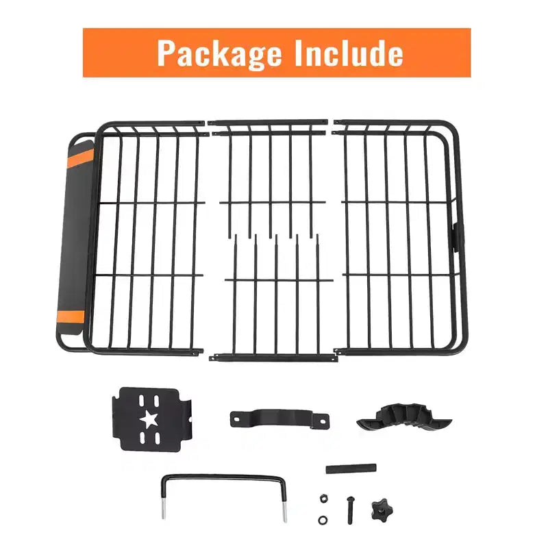 Panier de toit en acier 64x39x6 pouces, capacité 90 kg, porte-bagages sécurisé pour SUV/Camion/Camping-car, Noir pour le camping/les voyages