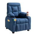 VEVOR Kids Recliner Chair, with Cup Holders & Pockets, 107 to 126 Adjustable Back, Polyester Upholstery Reclining Sofa with Foot-rest, Blue