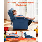 Fauteuil inclinable pour enfants VEVOR, avec porte-gobelets et poches, dossier réglable de 107 à 126°, canapé inclinable en polyester avec repose-pieds, bleu