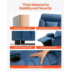 Fauteuil inclinable pour enfants VEVOR, avec porte-gobelets et poches, dossier réglable de 107 à 126°, canapé inclinable en polyester avec repose-pieds, bleu