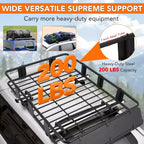 Panier de toit robuste en acier, 64x39x6 po, capacité de 200 lb, comprend un sac de chargement étanche et un filet, un antivol et des sangles à cliquet, pour voiture/VUS/camion, noir