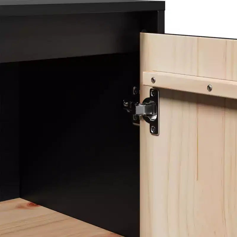 vidaXL Sideboard Black Solid Pine Wood Medium Sideboard Rectangular