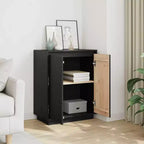 vidaXL Sideboard Black Solid Pine Wood Medium Sideboard Rectangular