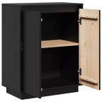 vidaXL Sideboard Black Solid Pine Wood Medium Sideboard Rectangular