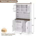 Armoire de rangement noire de 180 cm de haut avec portes vitrées, buffet avec station de charge intégrée et porte-bouteilles pour cuisine et salle à manger
