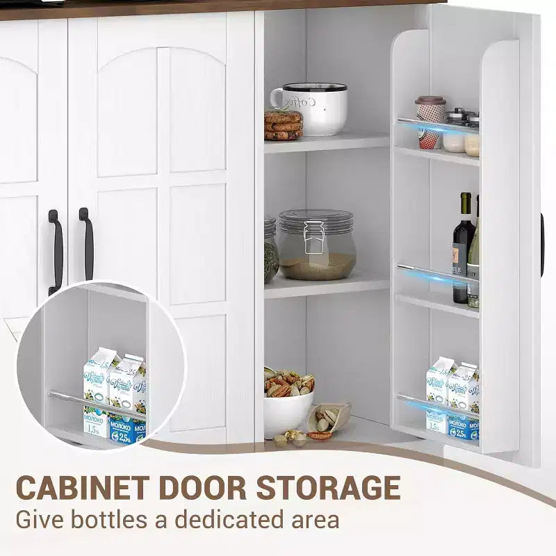 Armoire de rangement noire de 180 cm de haut avec portes vitrées, buffet avec station de charge intégrée et porte-bouteilles pour cuisine et salle à manger