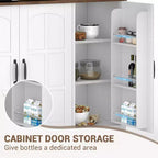 Armoire de rangement noire de 180 cm de haut avec portes vitrées, buffet avec station de charge intégrée et porte-bouteilles pour cuisine et salle à manger