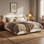 Christopher Knight Home Sade Lit Moderne en Bois Rembourré Bouclé avec Tête de Lit à Ailes Extra-Larges