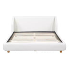 Christopher Knight Home Sade Lit Moderne en Bois Rembourré Bouclé avec Tête de Lit à Ailes Extra-Larges