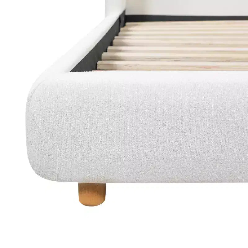 Christopher Knight Home Sade Lit Moderne en Bois Rembourré Bouclé avec Tête de Lit à Ailes Extra-Larges