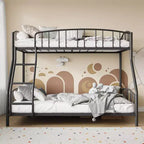 Twin Over Full Metal Bunk Bed, Space Saving Heavy Duty Steel Frame With Arched Guardrail And Ladder, Easy Assembly, No Box Spring Needed