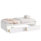Clihome Twin Size Bed with 2 Drawers, Solid Rubber Wood Bed