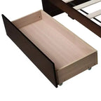 Clihome Twin Size Bed with 2 Drawers, Solid Rubber Wood Bed