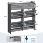 Meuble à chaussures avec 4 tiroirs basculants et 2 tiroirs supérieurs, Armoire à chaussures autoportante, Rangement de chaussures dissimulé, pour le salon