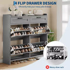 Meuble à chaussures avec 4 tiroirs basculants et 2 tiroirs supérieurs, Armoire à chaussures autoportante, Rangement de chaussures dissimulé, pour le salon