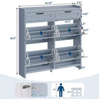 Meuble à chaussures avec 4 tiroirs basculants et 2 tiroirs supérieurs, Armoire à chaussures autoportante, Rangement de chaussures dissimulé, pour le salon