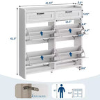 Meuble à chaussures avec 4 tiroirs basculants et 2 tiroirs supérieurs, Armoire à chaussures autoportante, Rangement de chaussures dissimulé, pour le salon