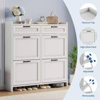 Meuble à chaussures avec 4 tiroirs basculants et 2 tiroirs supérieurs, Armoire à chaussures autoportante, Rangement de chaussures dissimulé, pour le salon