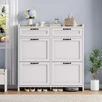 Meuble à chaussures avec 4 tiroirs basculants et 2 tiroirs supérieurs, Armoire à chaussures autoportante, Rangement de chaussures dissimulé, pour le salon
