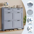 Meuble à chaussures avec 4 tiroirs basculants et 2 tiroirs supérieurs, Armoire à chaussures autoportante, Rangement de chaussures dissimulé, pour le salon