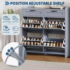 Meuble à chaussures avec 4 tiroirs basculants et 2 tiroirs supérieurs, Armoire à chaussures autoportante, Rangement de chaussures dissimulé, pour le salon