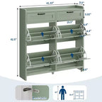 Meuble à chaussures avec 4 tiroirs basculants et 2 tiroirs supérieurs, Armoire à chaussures autoportante, Rangement de chaussures dissimulé, pour le salon