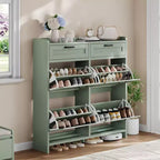 Meuble à chaussures avec 4 tiroirs basculants et 2 tiroirs supérieurs, Armoire à chaussures autoportante, Rangement de chaussures dissimulé, pour le salon