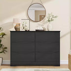 Commode en bois à 8 tiroirs, Longue commode de rangement, Armoire moderne, pour Chambre à coucher, Salon