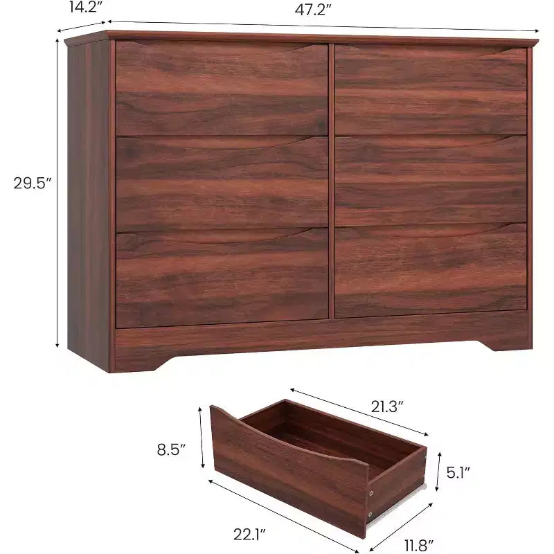Commode en bois à 8 tiroirs, Longue commode de rangement, Armoire moderne, pour Chambre à coucher, Salon