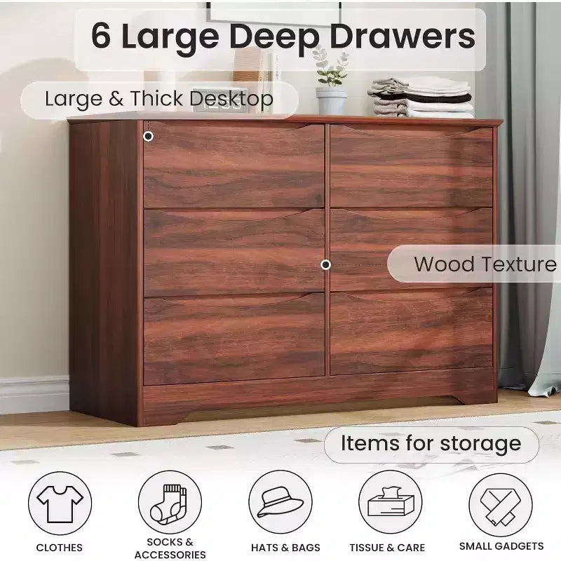 Commode en bois à 8 tiroirs, Longue commode de rangement, Armoire moderne, pour Chambre à coucher, Salon