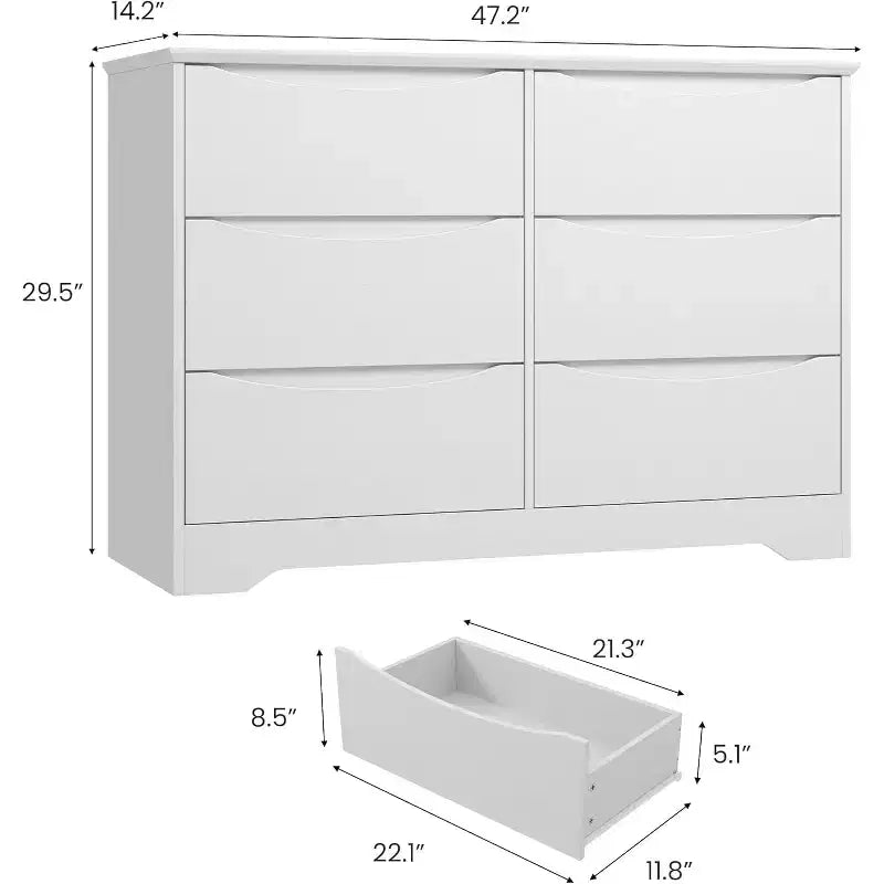 Commode en bois à 8 tiroirs, Longue commode de rangement, Armoire moderne, pour Chambre à coucher, Salon