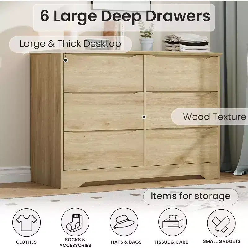 Commode en bois à 8 tiroirs, Longue commode de rangement, Armoire moderne, pour Chambre à coucher, Salon