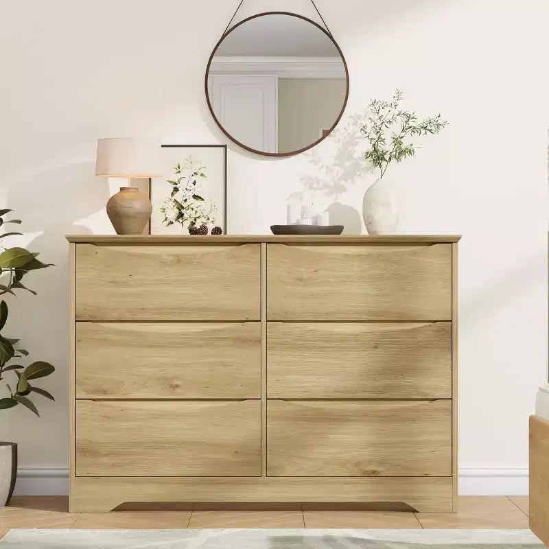 Commode en bois à 8 tiroirs, Longue commode de rangement, Armoire moderne, pour Chambre à coucher, Salon