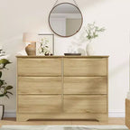 Commode en bois à 8 tiroirs, Longue commode de rangement, Armoire moderne, pour Chambre à coucher, Salon