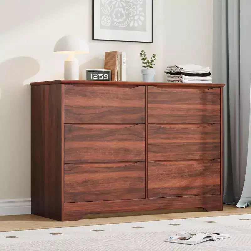 Commode en bois à 8 tiroirs, Longue commode de rangement, Armoire moderne, pour Chambre à coucher, Salon