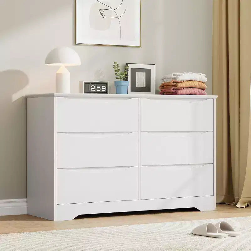 Commode en bois à 8 tiroirs, Longue commode de rangement, Armoire moderne, pour Chambre à coucher, Salon
