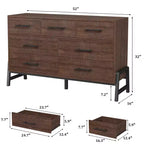 Commode Garvee 7 pour chambre, commode de 52 pouces de large, commode à tiroirs avec rangement autoportant, commode de rangement en bois pour salon