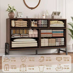 Commode Garvee 7 pour chambre, commode de 52 pouces de large, commode à tiroirs avec rangement autoportant, commode de rangement en bois pour salon