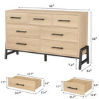 Commode Garvee 7 pour chambre, commode de 52 pouces de large, commode à tiroirs avec rangement autoportant, commode de rangement en bois pour salon